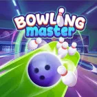 Some people try to knock out all the pins on the board with just one throw in the video game Bowling Master. You have to hit all the pins in a row to finish the round and then get as many boards in a row as you can for a good meal.